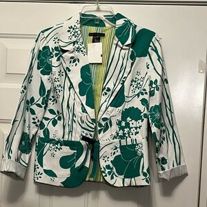 Floral Green and White Women's Jacket